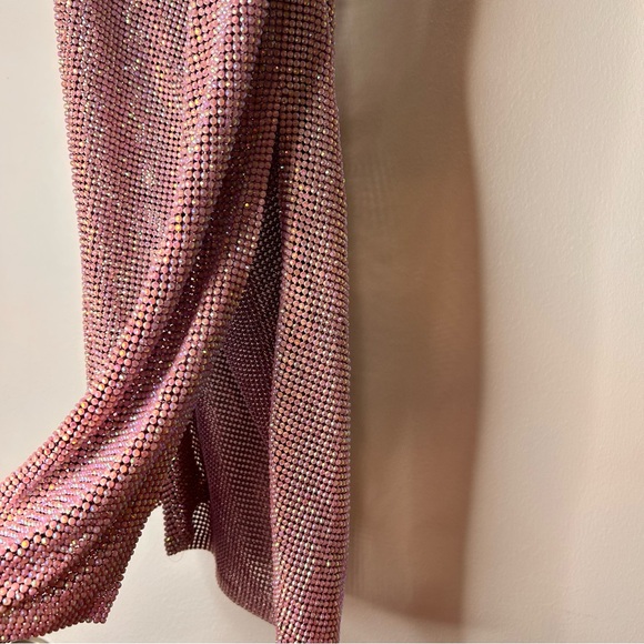 Custom Made Halter Dress With Pink Shimmering Rhinestones - Size 2 - Picture 8 of 16